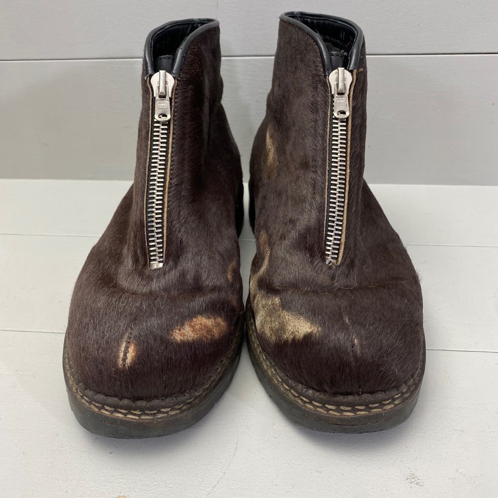 Vtg 90s Kandahar Pony Hair Front Zip Boots Womens 41 sz 10 Lug Sole Distressed